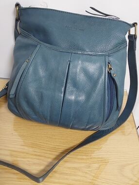 American Leather Co. Blue Pleated Leather Crossbody